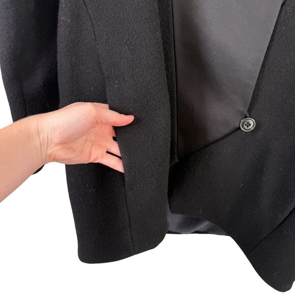 J Crew Collection Black Wool Crossover Jacket Mixed Media Career Womens Size 14 - Picture 2 of 9